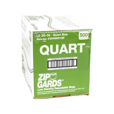 ZIPGARDS Zipgards Low Density Recloseable 7"x8" qt. Storage Bag, PK500 304985120